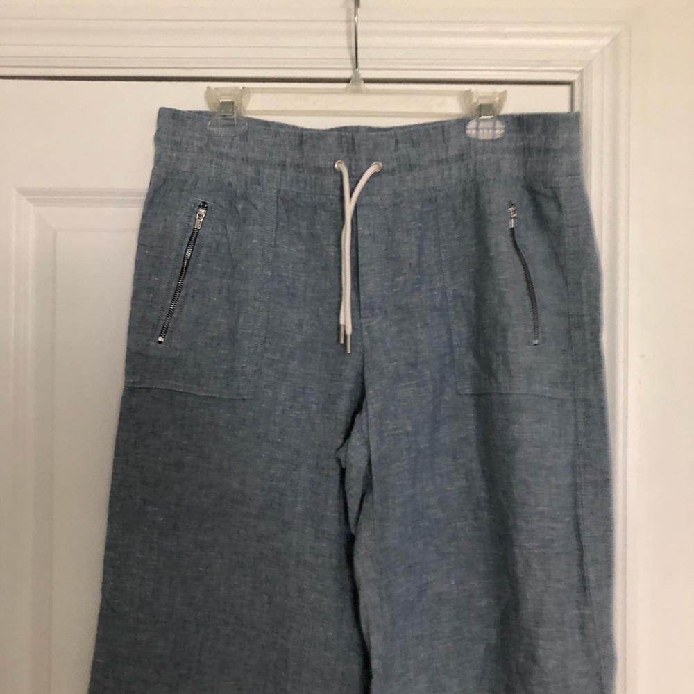 Athleta Blue Linen Cabo Wide Leg Pants - Picture 4 of 7